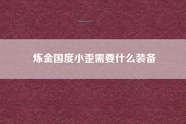 炼金国度小歪需要什么装备