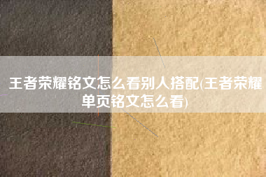 王者荣耀铭文怎么看别人搭配(王者荣耀单页铭文怎么看)