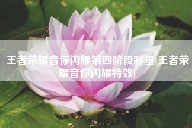 王者荣耀音你闪耀第四阶段彩蛋(王者荣耀音你闪耀特效)