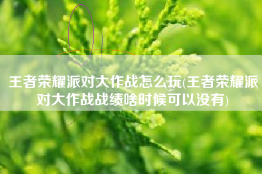 王者荣耀派对大作战怎么玩(王者荣耀派对大作战战绩啥时候可以没有)