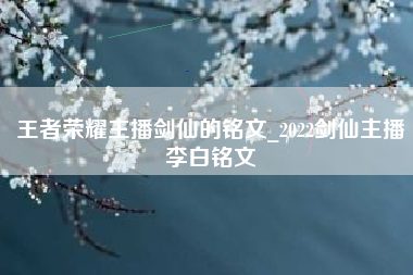 王者荣耀主播剑仙的铭文_2022剑仙主播李白铭文