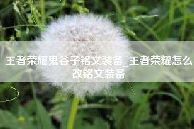 王者荣耀鬼谷子铭文装备_王者荣耀怎么改铭文装备
