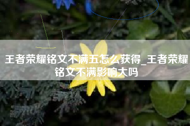 王者荣耀铭文不满五怎么获得_王者荣耀铭文不满影响大吗