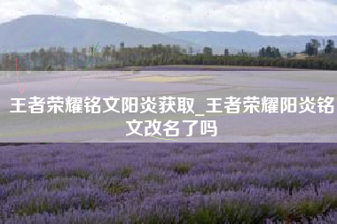 王者荣耀铭文阳炎获取_王者荣耀阳炎铭文改名了吗