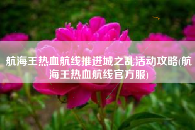 航海王热血航线推进城之乱活动攻略(航海王热血航线官方服)