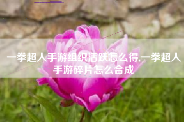 一拳超人手游组织活跃怎么得,一拳超人手游碎片怎么合成