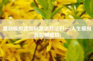 渡劫模拟器如何激活万法归一(人生模拟器如何渡劫)