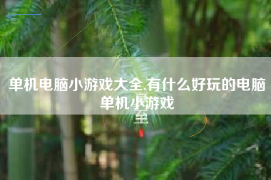 单机电脑小游戏大全,有什么好玩的电脑单机小游戏