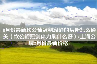 8月份最新坎公骑冠剑寂静的后街怎么通关（坎公骑冠剑体力刷什么好）(上海公牌2月份最新价格)