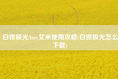 白夜极光Amy艾米使用攻略(白夜极光怎么下载)