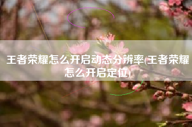 王者荣耀怎么开启动态分辨率(王者荣耀怎么开启定位)