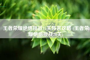 王者荣耀绝悟挑战15关阵容攻略 (王者荣耀绝悟挑战20关)