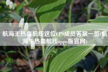 航海王热血航线这位CP9成员答案一览(航海王热血航线oppo版官网)