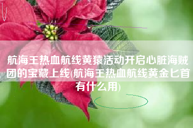 航海王热血航线黄猿活动开启心脏海贼团的宝藏上线(航海王热血航线黄金匕首有什么用)