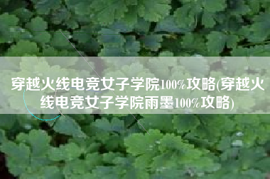 穿越火线电竞女子学院100%攻略(穿越火线电竞女子学院雨墨100%攻略)