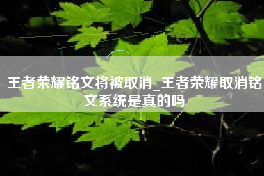 王者荣耀铭文将被取消_王者荣耀取消铭文系统是真的吗