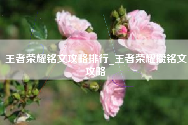王者荣耀铭文攻略排行_王者荣耀攒铭文攻略