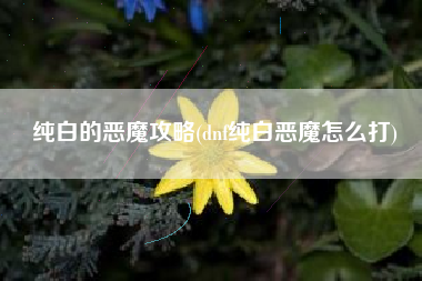 纯白的恶魔攻略(dnf纯白恶魔怎么打)