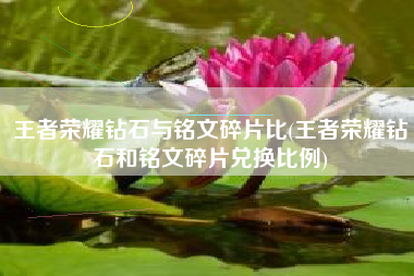 王者荣耀钻石与铭文碎片比(王者荣耀钻石和铭文碎片兑换比例)