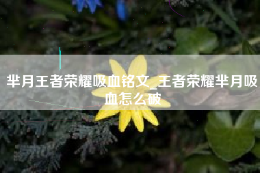 芈月王者荣耀吸血铭文_王者荣耀芈月吸血怎么破