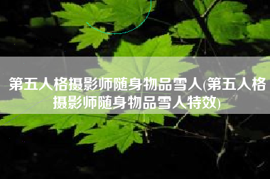 第五人格摄影师随身物品雪人(第五人格摄影师随身物品雪人特效)