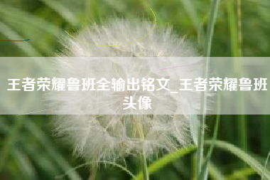 王者荣耀鲁班全输出铭文_王者荣耀鲁班头像