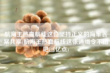 航海王热血航线这位坚持正义的海军答案共享(航海王热血航线这张通缉令不错吧回忆点)