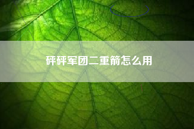 砰砰军团二重箭怎么用