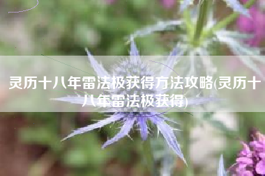 灵历十八年雷法极获得方法攻略(灵历十八年雷法极获得)
