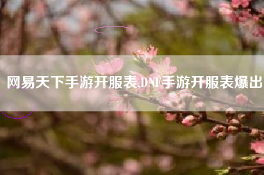 网易天下手游开服表,DNF手游开服表爆出