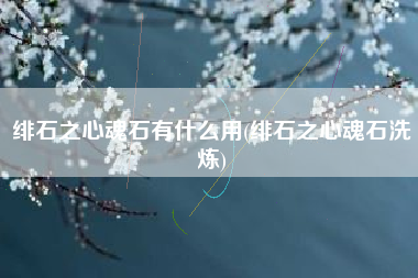 绯石之心魂石有什么用(绯石之心魂石洗炼)