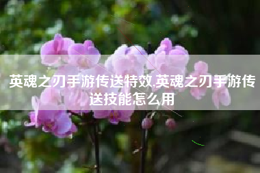 英魂之刃手游传送特效,英魂之刃手游传送技能怎么用