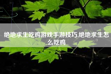 绝地求生吃鸡游戏手游技巧,绝地求生怎么吃鸡