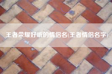 王者荣耀好听的情侣名(王者情侣名字)