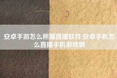 安卓手游怎么熊猫直播软件,安卓手机怎么直播手机游戏啊