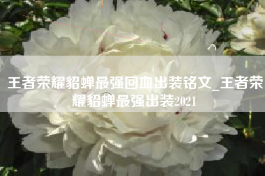 王者荣耀貂蝉最强回血出装铭文_王者荣耀貂蝉最强出装2021