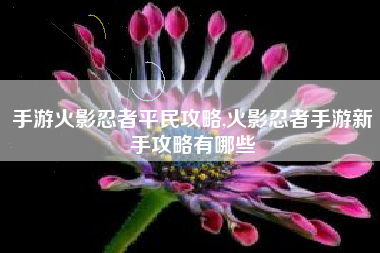 手游火影忍者平民攻略,火影忍者手游新手攻略有哪些