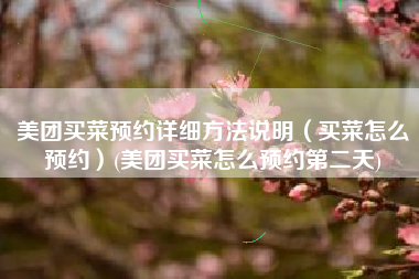 美团买菜预约详细方法说明（买菜怎么预约）(美团买菜怎么预约第二天)