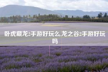 卧虎藏龙2手游好玩么,龙之谷2手游好玩吗