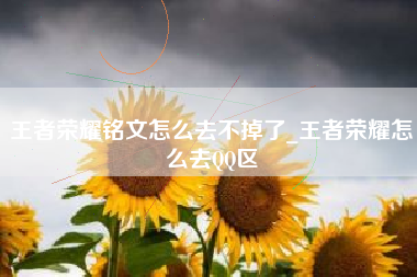王者荣耀铭文怎么去不掉了_王者荣耀怎么去QQ区