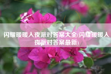 闪耀暖暖入夜派对答案大全(闪耀暖暖入夜派对答案最新)