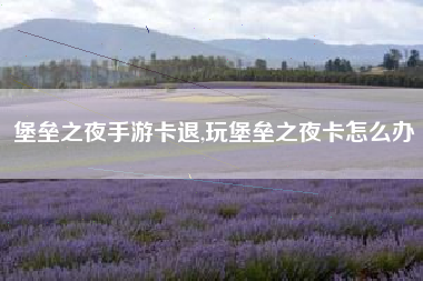 堡垒之夜手游卡退,玩堡垒之夜卡怎么办