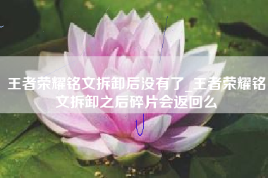 王者荣耀铭文拆卸后没有了_王者荣耀铭文拆卸之后碎片会返回么