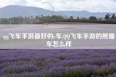 qq飞车手游最好的c车,QQ飞车手游的熊猫车怎么样