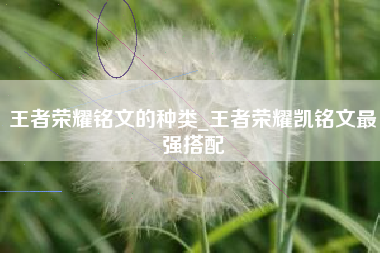 王者荣耀铭文的种类_王者荣耀凯铭文最强搭配