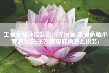 王者荣耀韩信怎么玩才厉害-王者荣耀小乔怎么玩(王者荣耀韩信怎么出装)