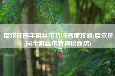摩尔庄园手游丝尔特好感度攻略(摩尔庄园手游丝尔特神秘商店)
