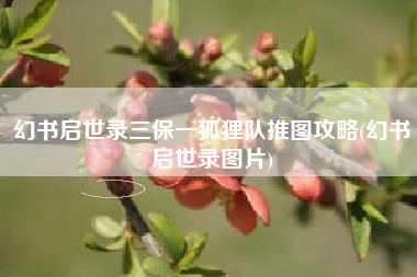 幻书启世录三保一狐狸队推图攻略(幻书启世录图片)