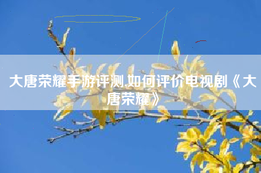 大唐荣耀手游评测,如何评价电视剧《大唐荣耀》