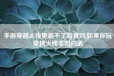 手游穿越火线更新不了游戏吗,如果你玩穿越火线手游的话